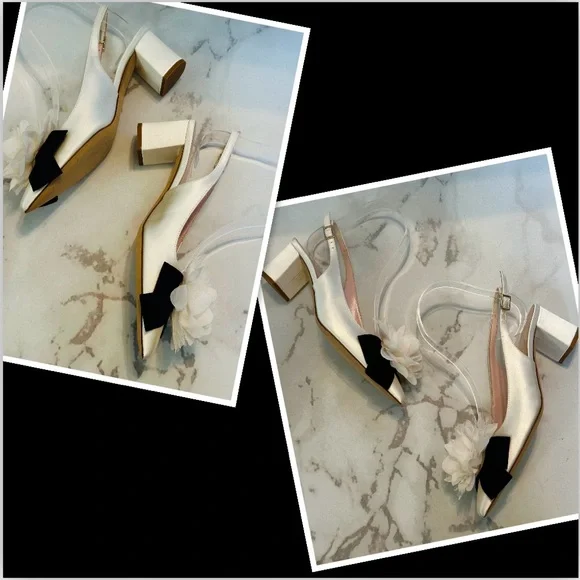 Kate Spade Mettie Satin Sling Back heels size 5 (EUC) - Picture 2 of 16
